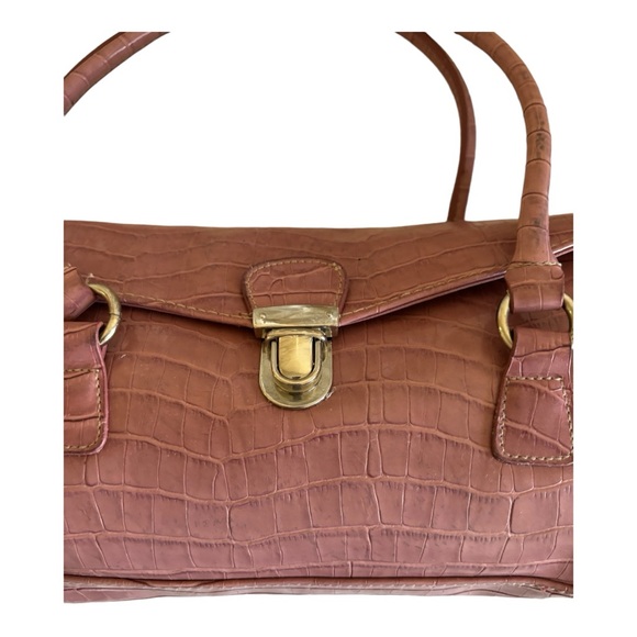 Worthington Pink Croc/Alligator Pattern Shoulder Bag with Double Top Handle - Picture 6 of 14